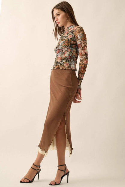 Sheer Perfection Layered Mesh Midi Pencil Skirt