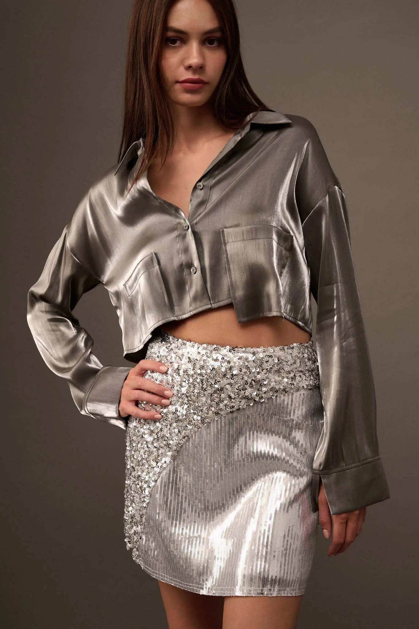 Ladies Night Colorblock Sequin Mini Skirt