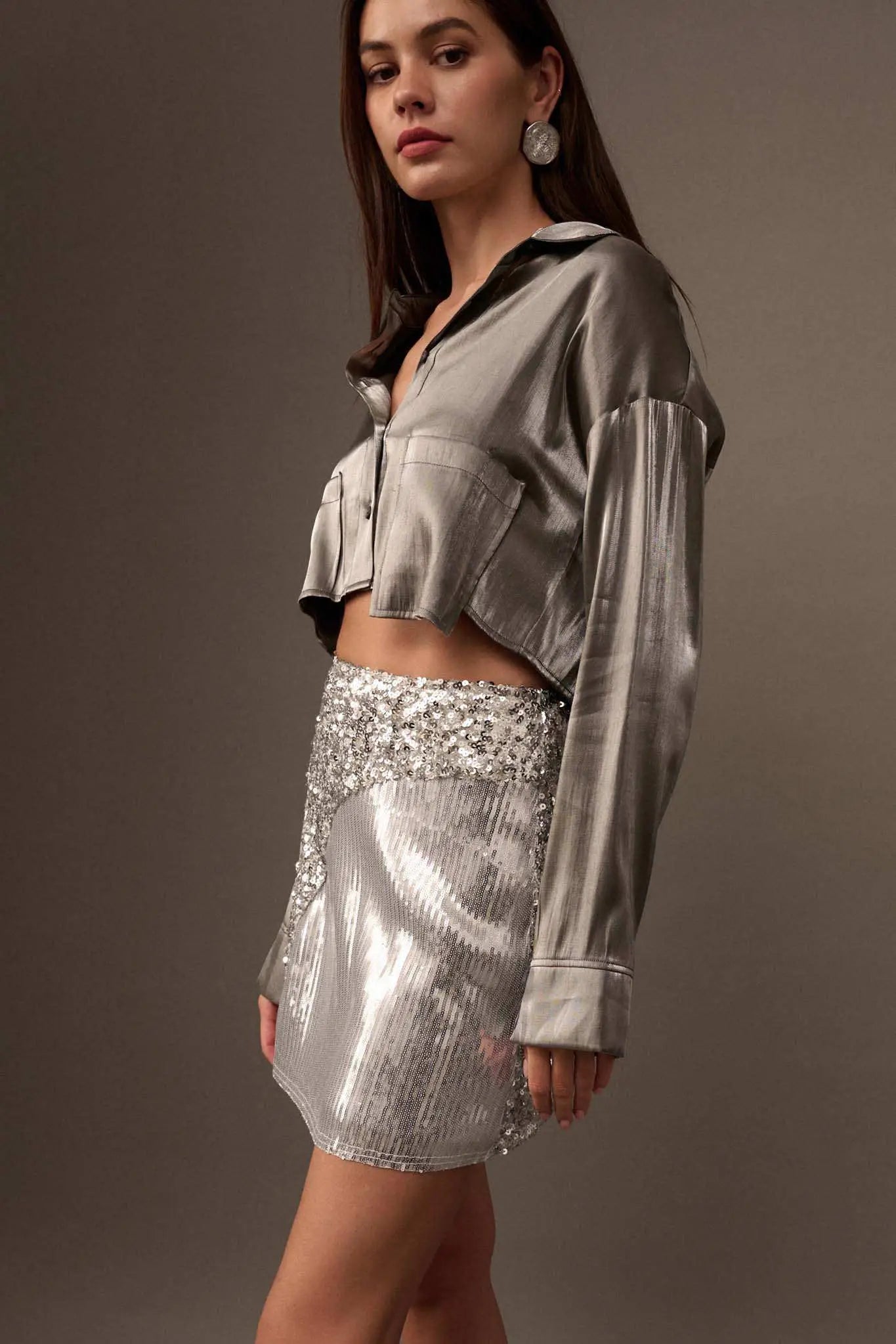 Ladies Night Colorblock Sequin Mini Skirt