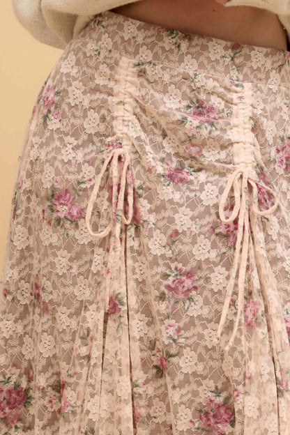 Secret Garden Floral-Print Lace Maxi Skirt
