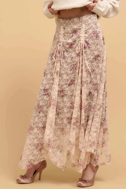Secret Garden Floral-Print Lace Maxi Skirt