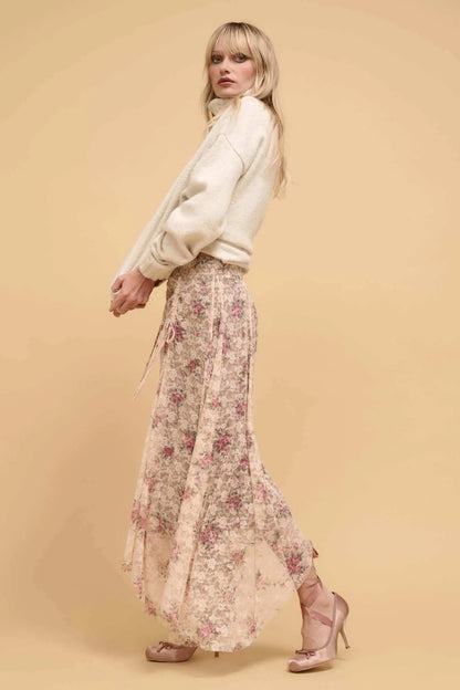 Secret Garden Floral-Print Lace Maxi Skirt