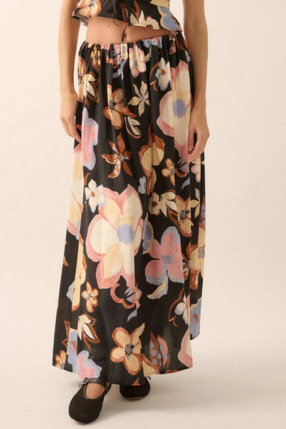 Ready to Grow Textured Floral-Print Maxi Skirt