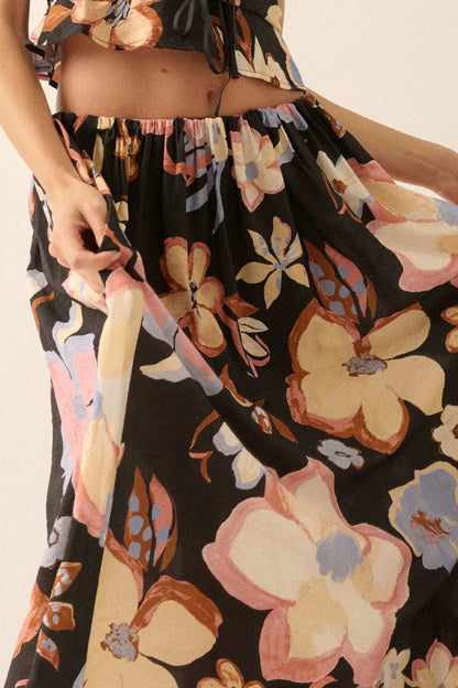 Ready to Grow Textured Floral-Print Maxi Skirt