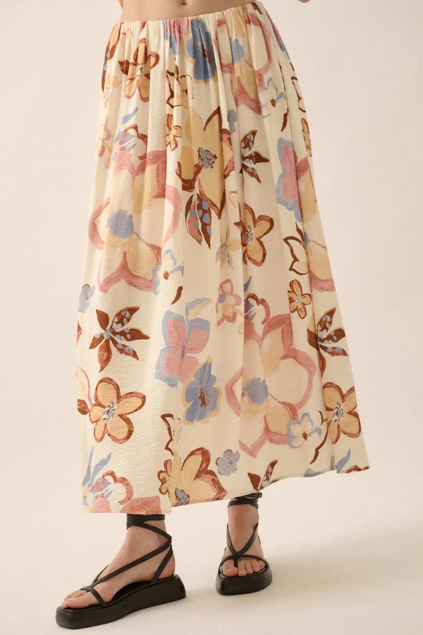 Ready to Grow Textured Floral-Print Maxi Skirt