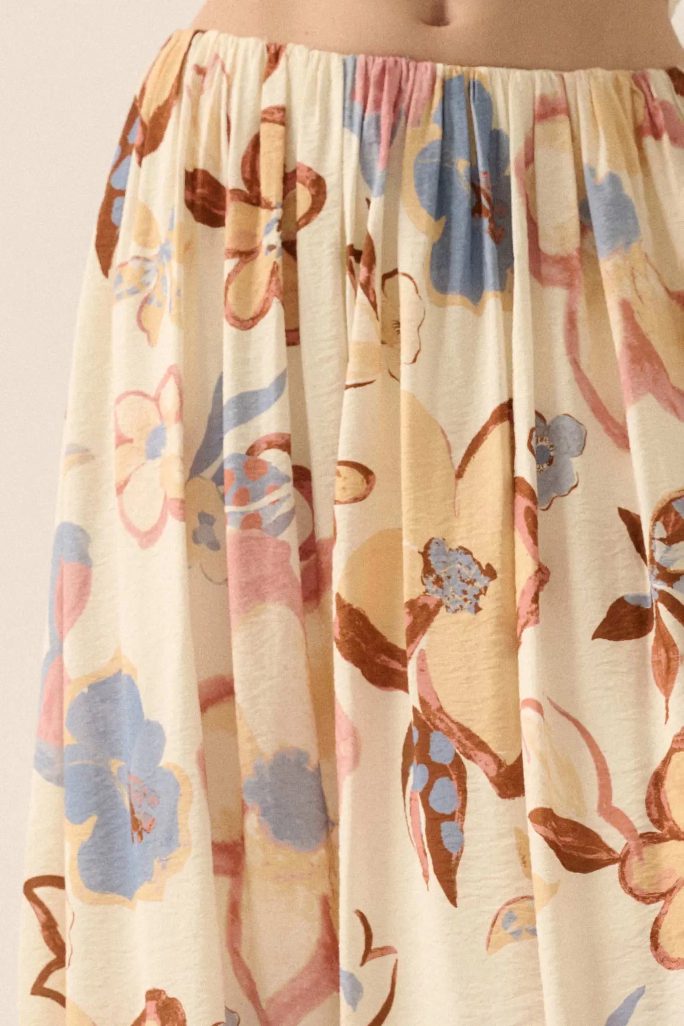 Ready to Grow Textured Floral-Print Maxi Skirt