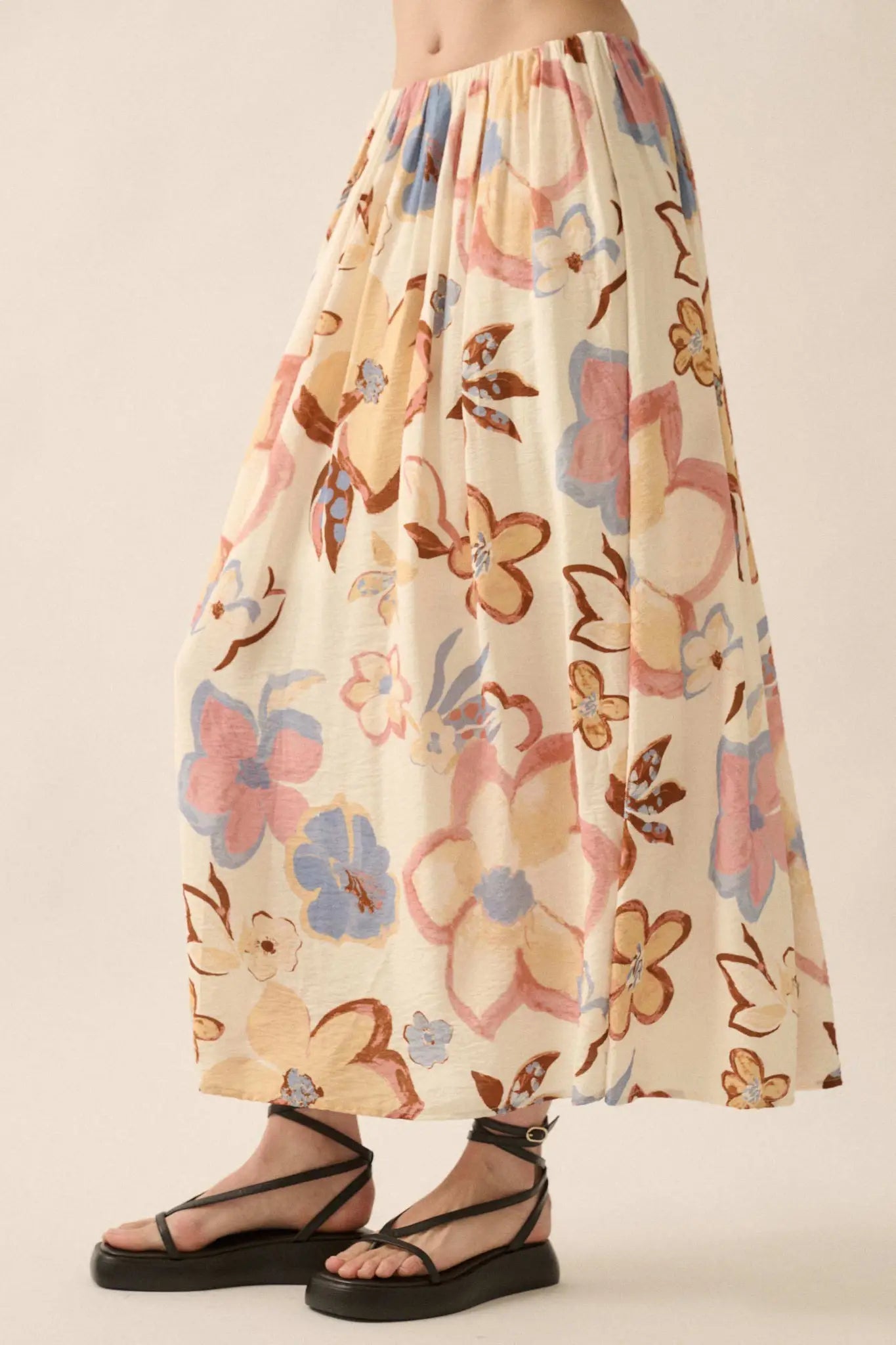 Ready to Grow Textured Floral-Print Maxi Skirt