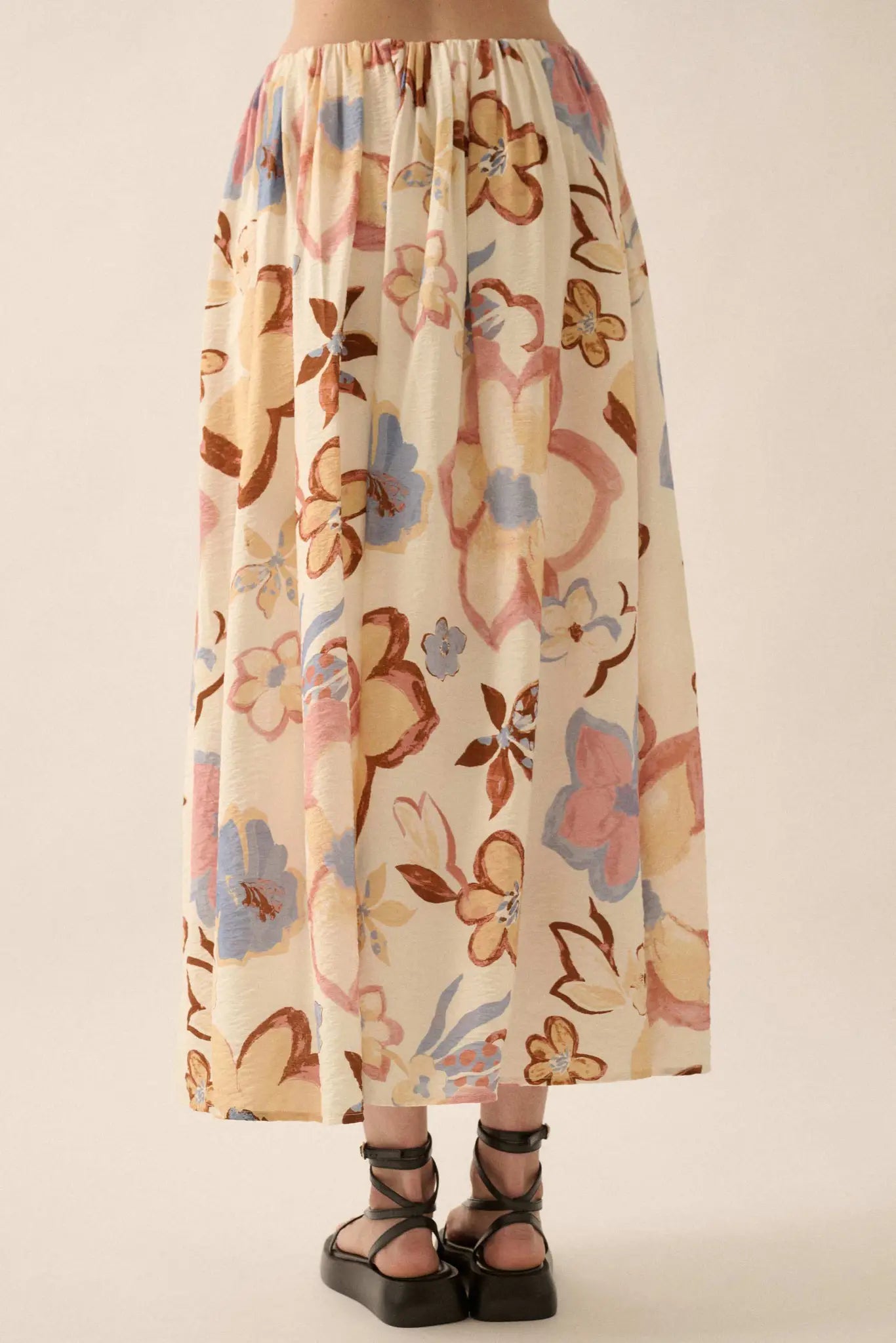 Ready to Grow Textured Floral-Print Maxi Skirt