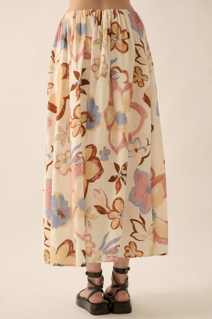 Ready to Grow Textured Floral-Print Maxi Skirt