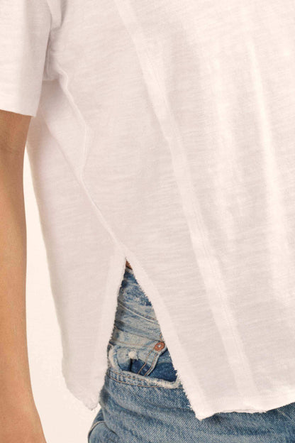Easy Fit Vintage-Wash Slub Cotton Split-Hem Tee