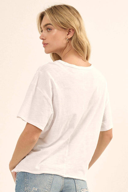 Easy Fit Vintage-Wash Slub Cotton Split-Hem Tee