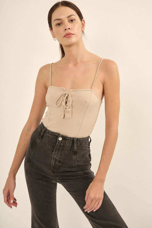 Lifted Fit Lace-Up Cami Bodysuit