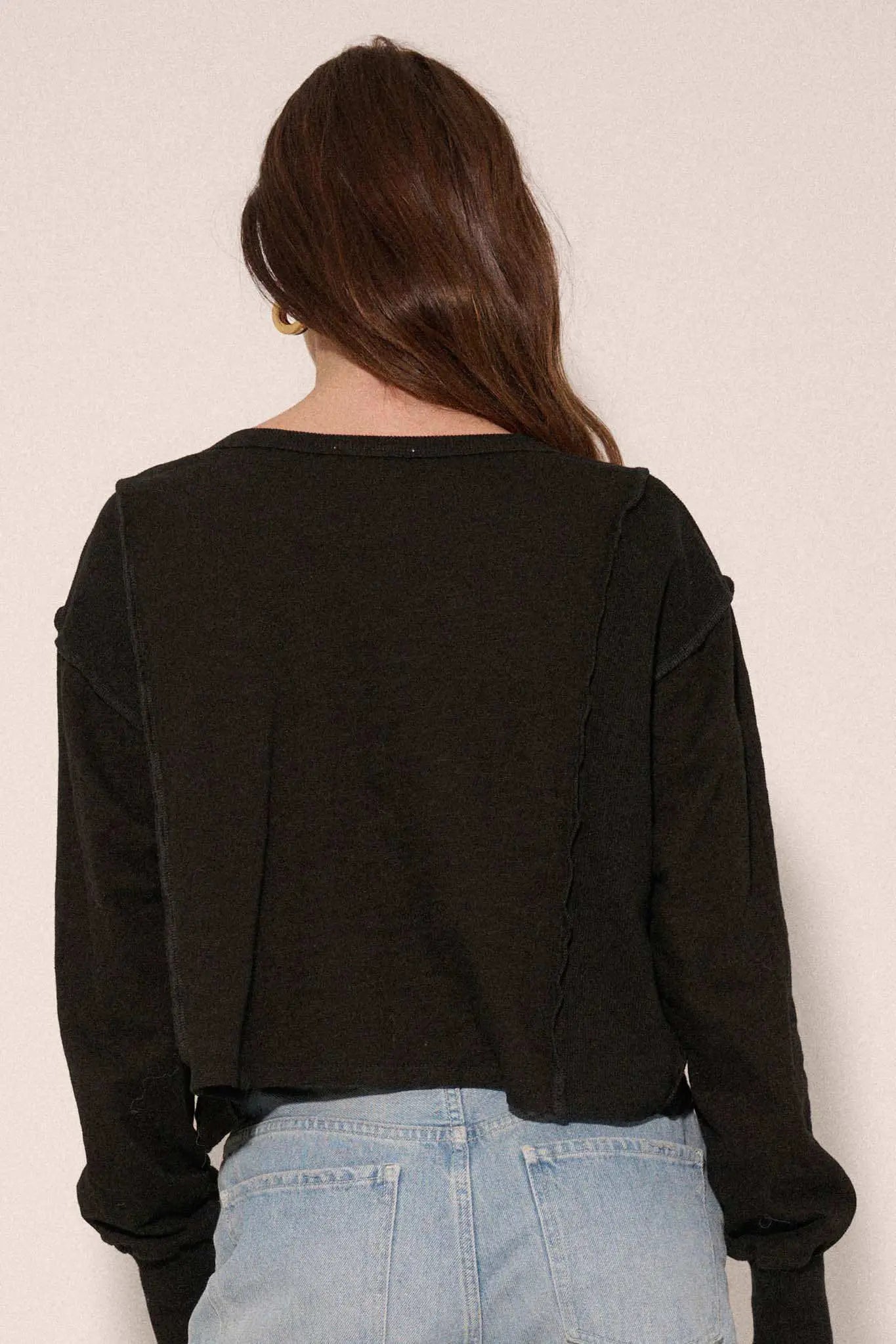 Easy Fit Cotton Slub and Rib-Knit Henley Top