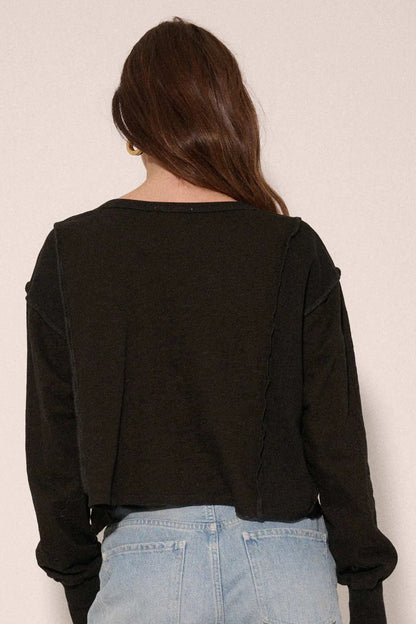 Easy Fit Cotton Slub and Rib-Knit Henley Top