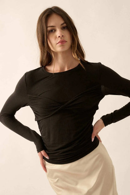 In a Twist Layered Twist-Front Baby Rib Top