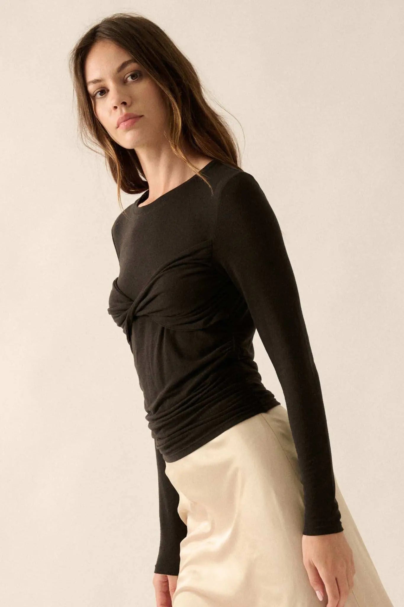 In a Twist Layered Twist-Front Baby Rib Top