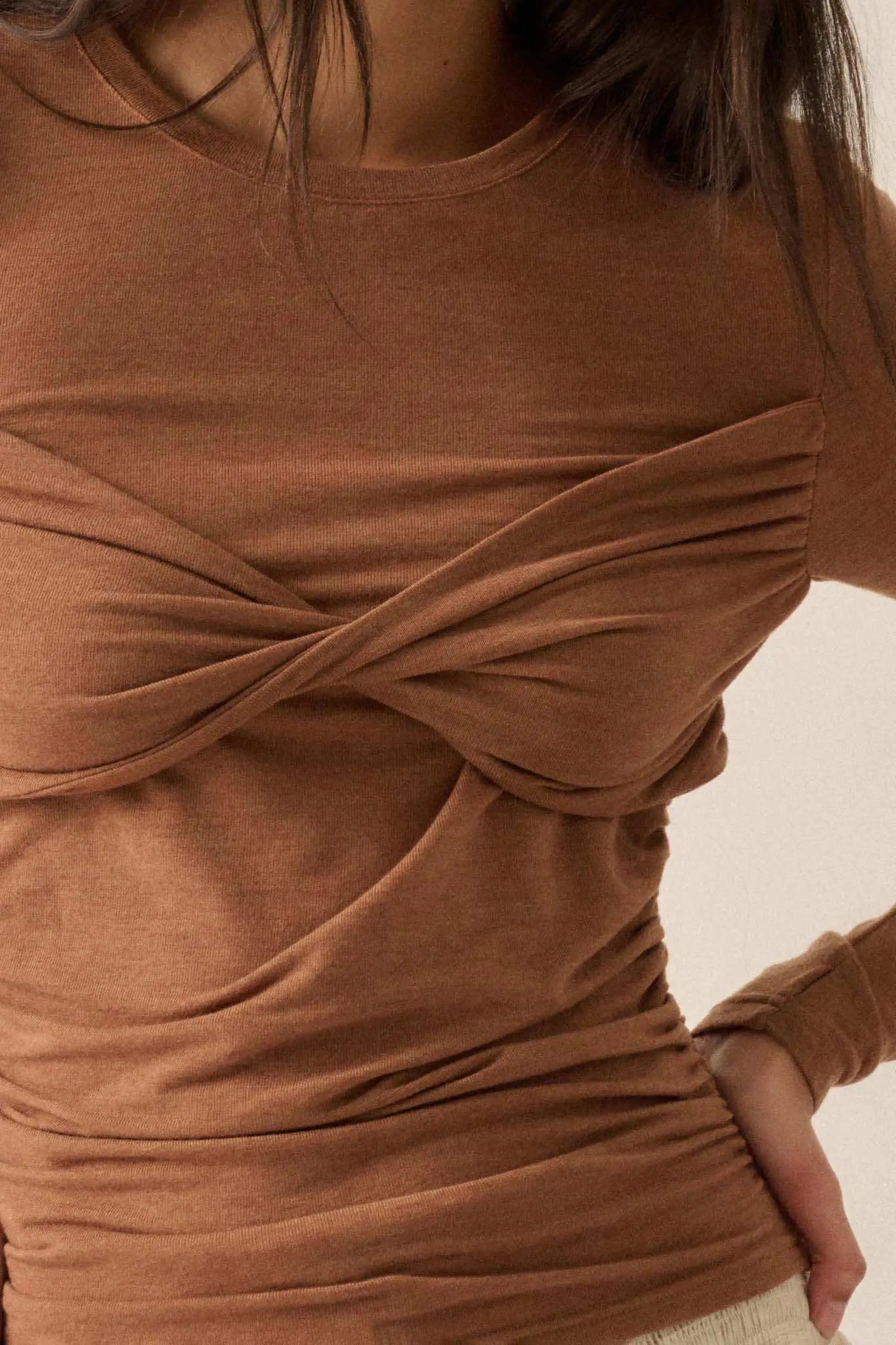 In a Twist Layered Twist-Front Baby Rib Top