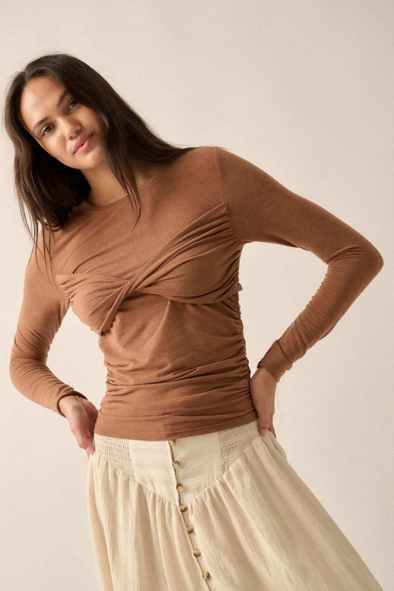 In a Twist Layered Twist-Front Baby Rib Top