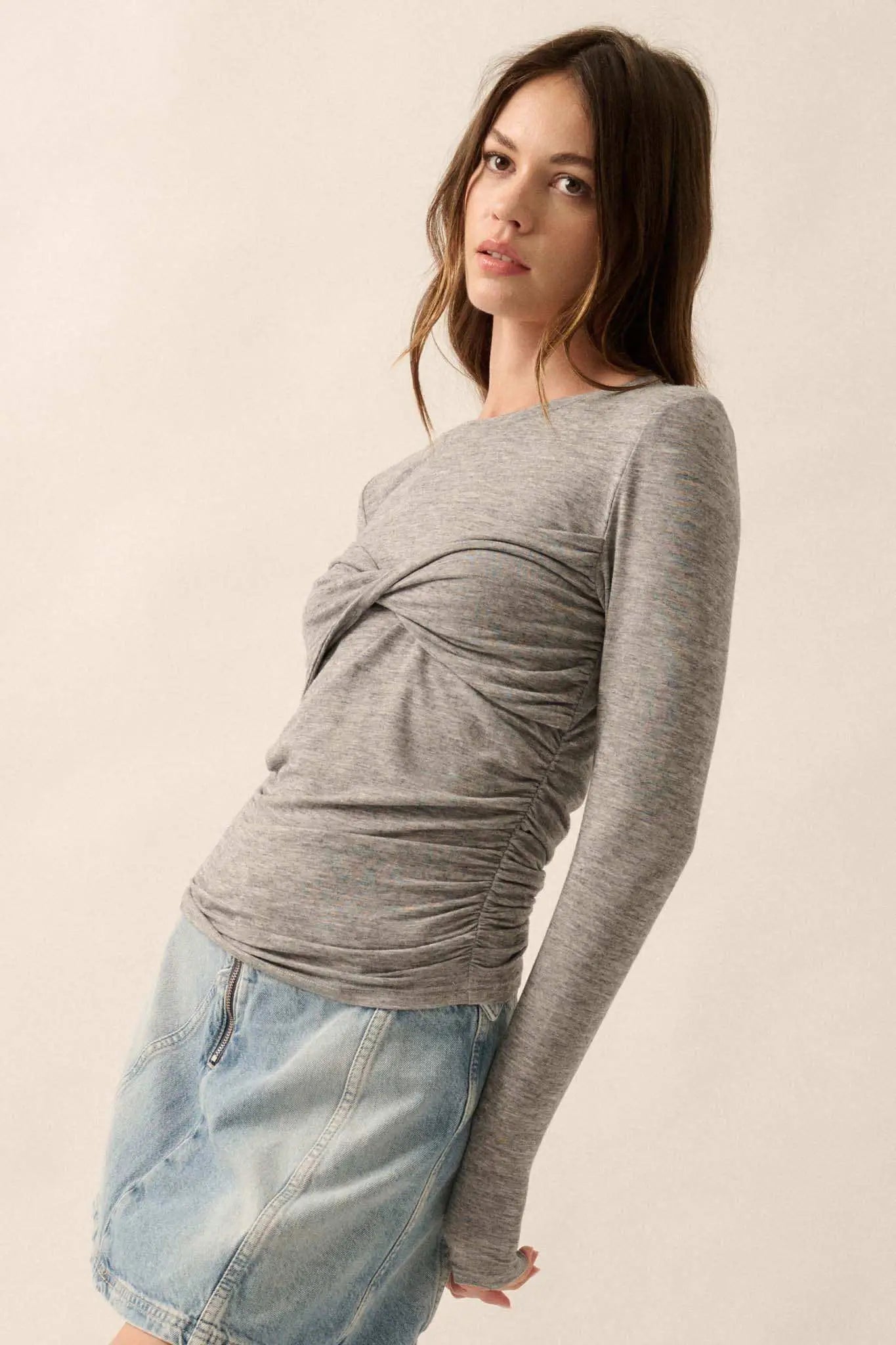In a Twist Layered Twist-Front Baby Rib Top