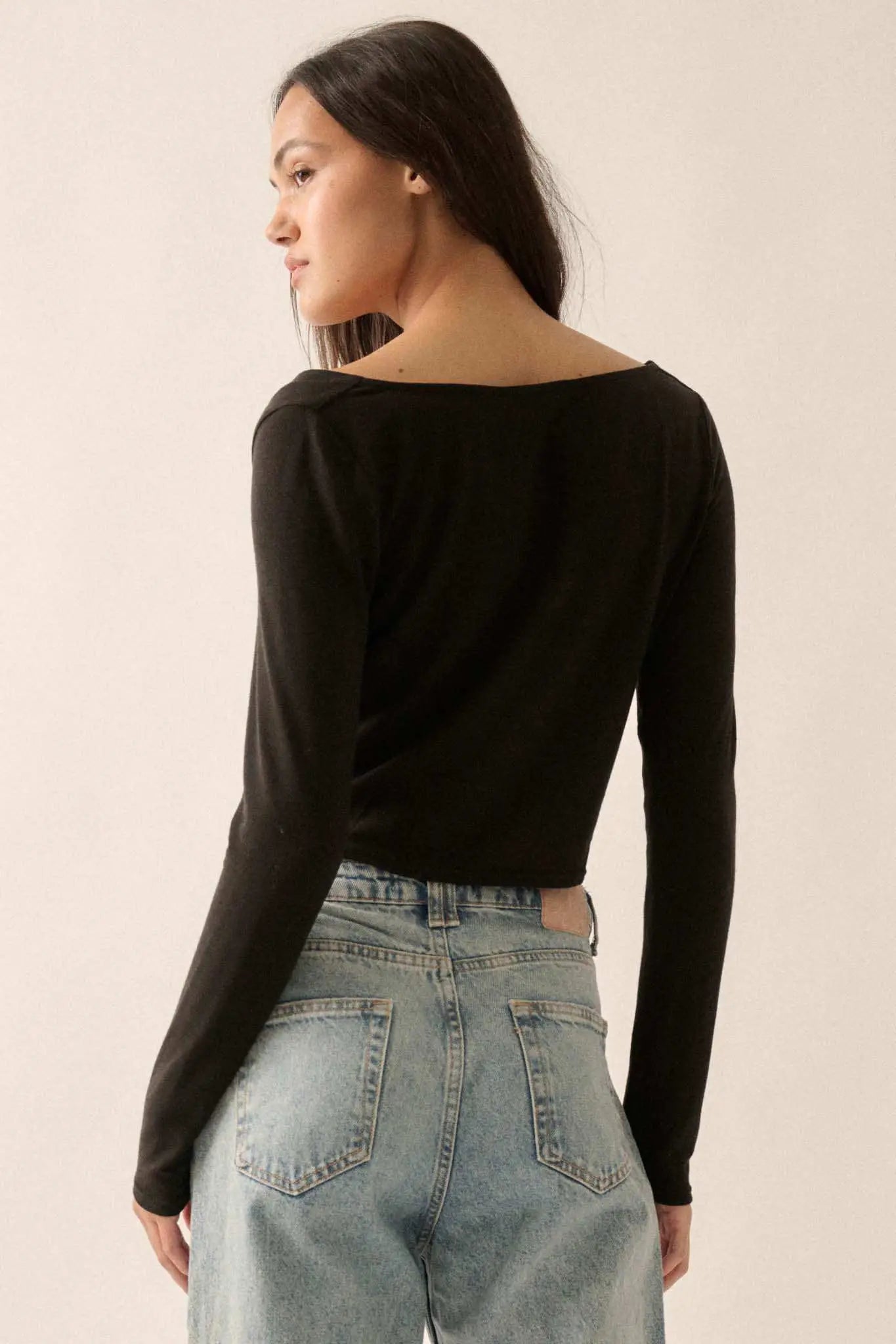 Over and Over Cowl Neck Bandana-Hem Baby Rib Top