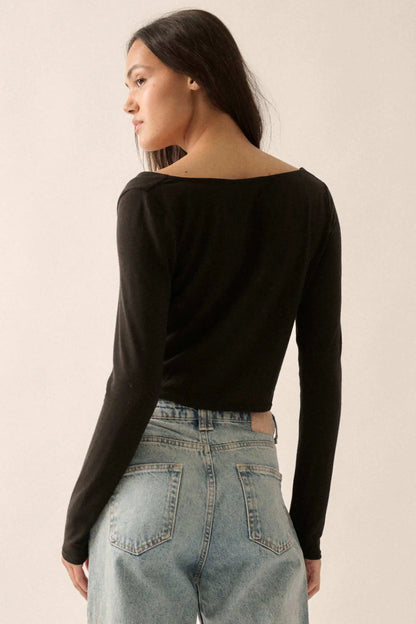 Over and Over Cowl Neck Bandana-Hem Baby Rib Top