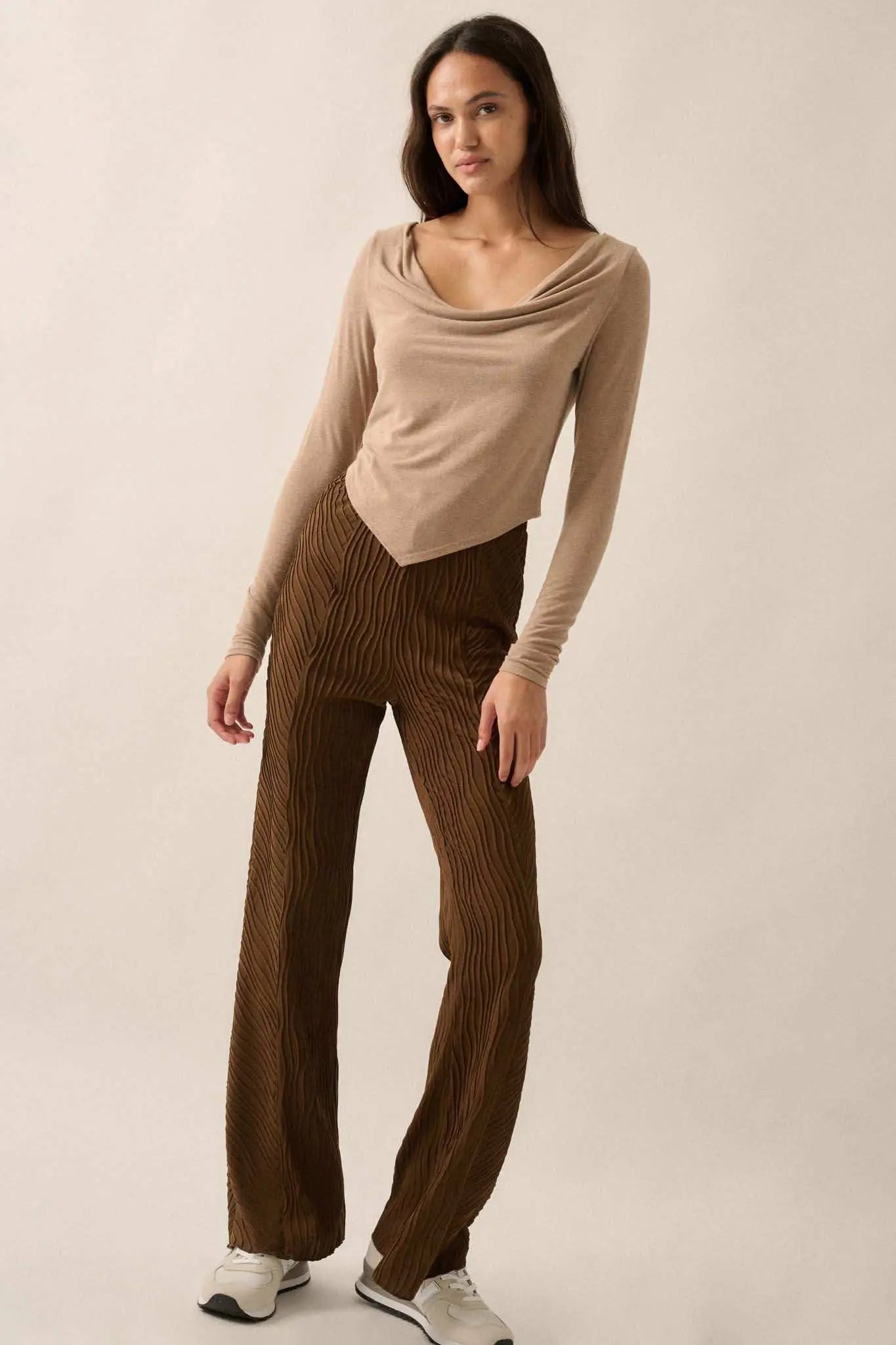 Over and Over Cowl Neck Bandana-Hem Baby Rib Top