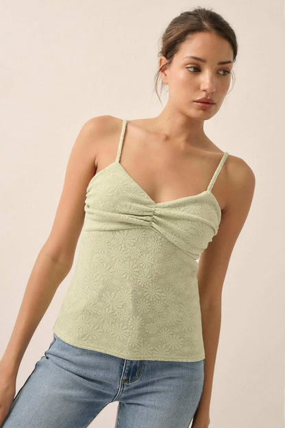 Pure Petals Floral Jacquard Ruched Cami Top