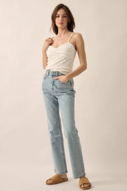 Pure Petals Floral Jacquard Ruched Cami Top
