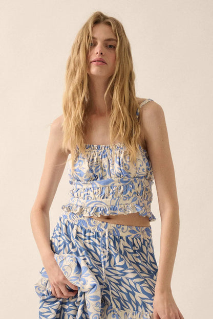 Splendid Beauty Floral Gathered Cropped Cami Top