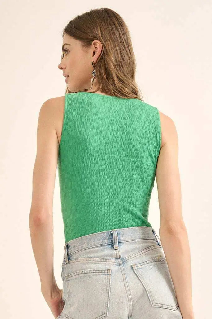 Promise the Label Smocked Jersey Ruched Bodysuit