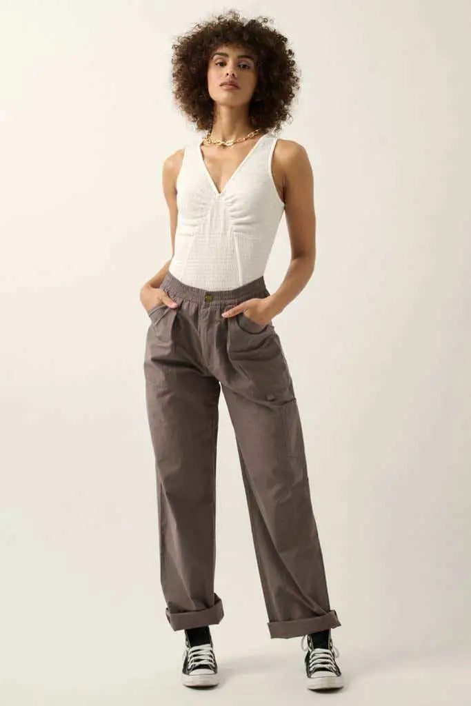 Promise the Label Smocked Jersey Ruched Bodysuit