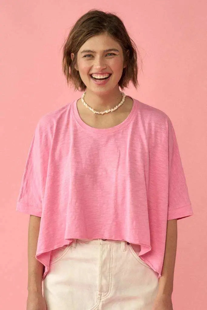 Easy Fit Vintage-Wash Cotton Oversized Boxy Tee