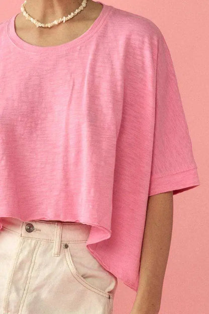 Easy Fit Vintage-Wash Cotton Oversized Boxy Tee