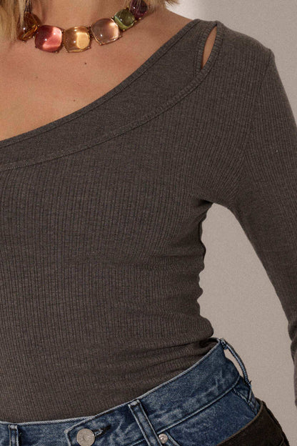 Promise the Label Rib-Knit Layered Asymmetrical Top