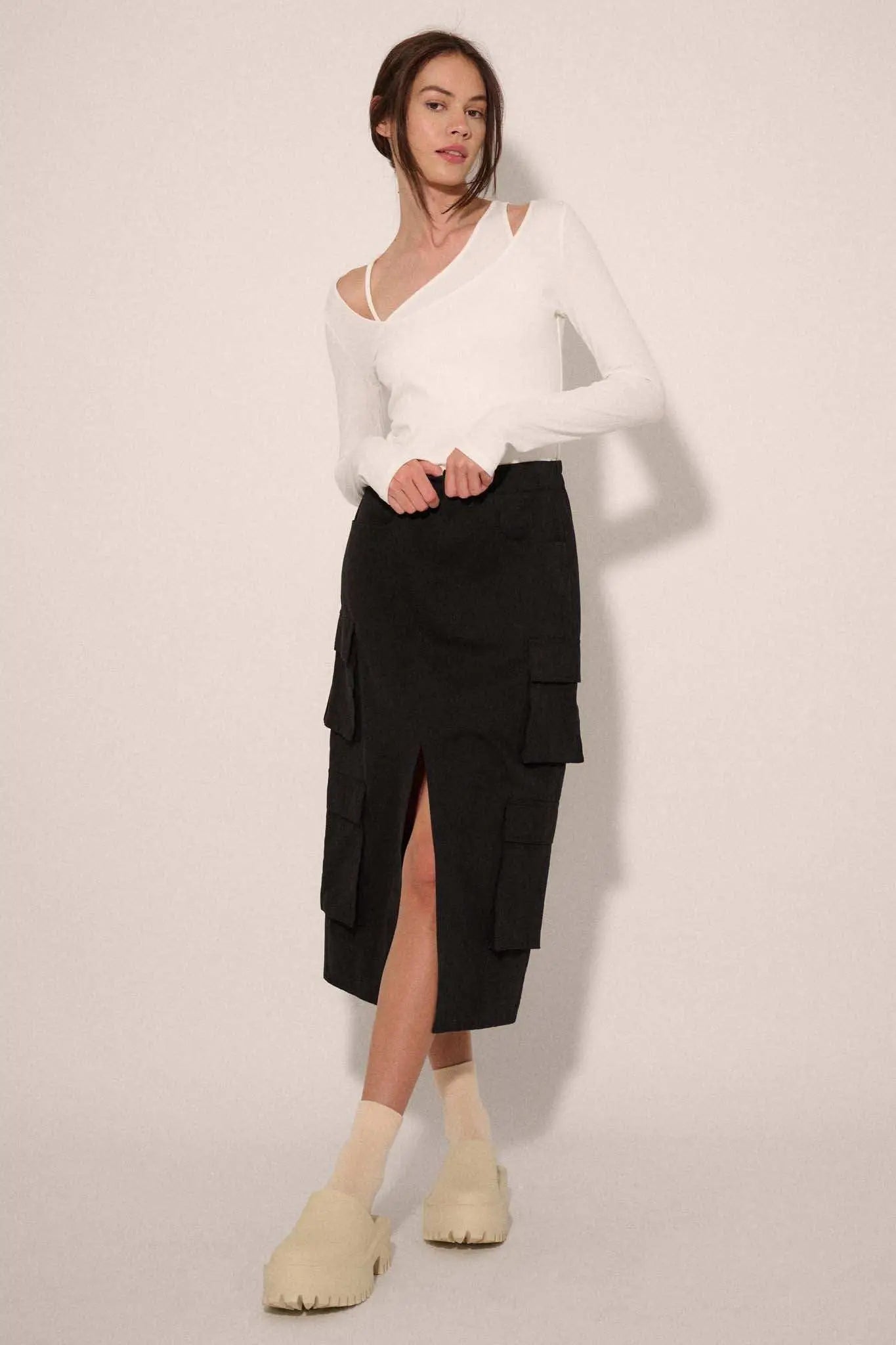 Promise the Label Rib-Knit Layered Asymmetrical Top