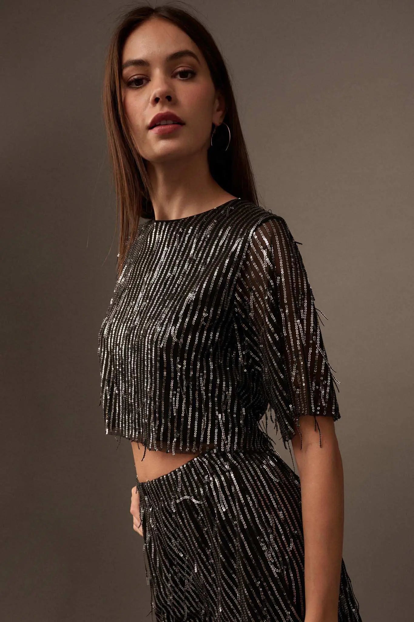 Razzle Dazzle Sequin Stripe Crop Top