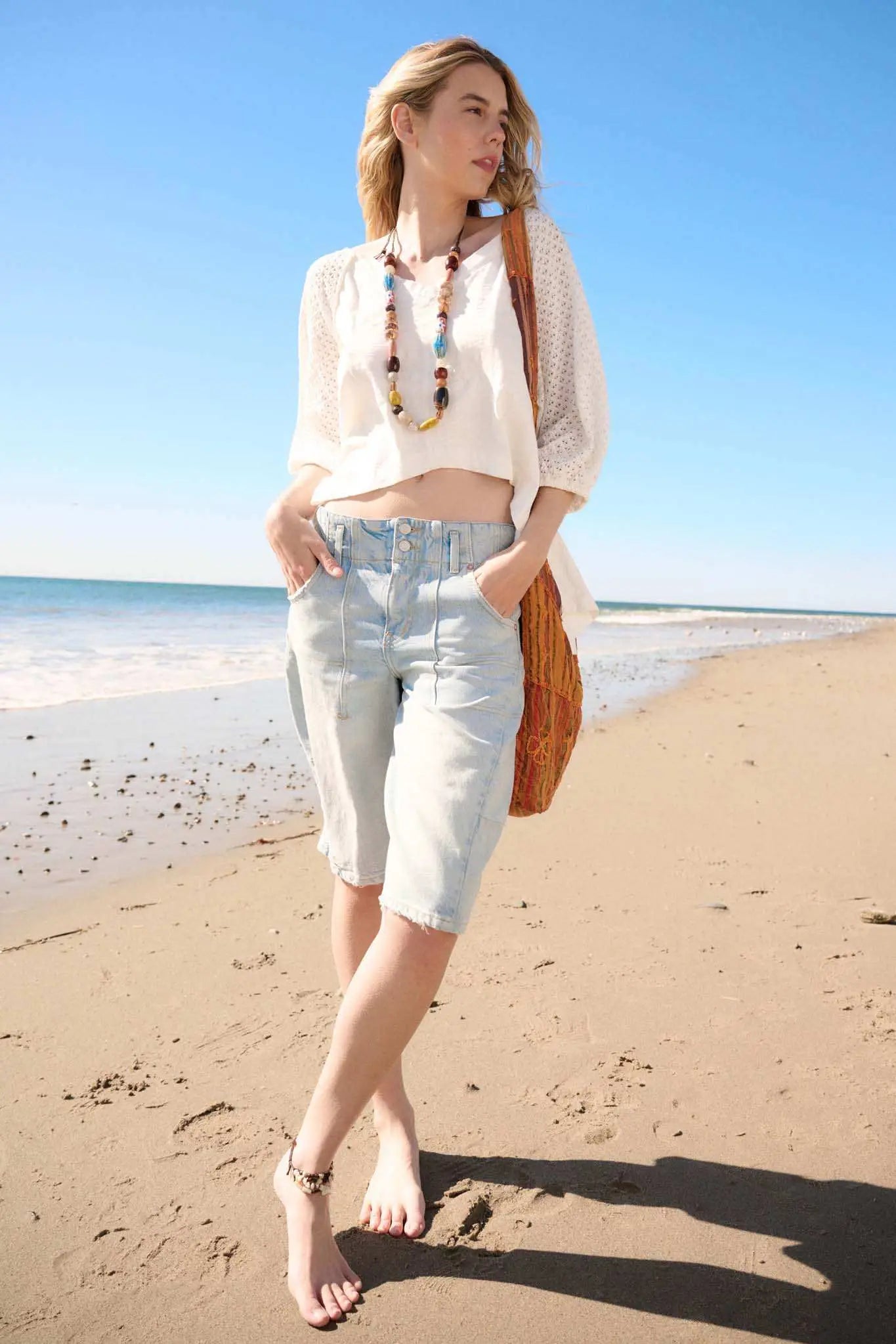 Letting Go Lace-Sleeve Mixed Media High-Low Top