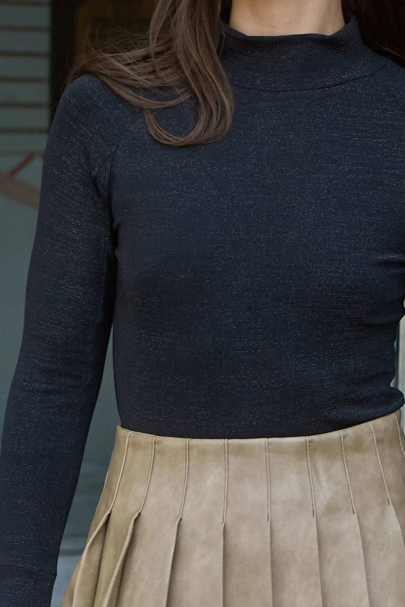 Sparkle and Shine Shimmer Knit Mock-Neck Top
