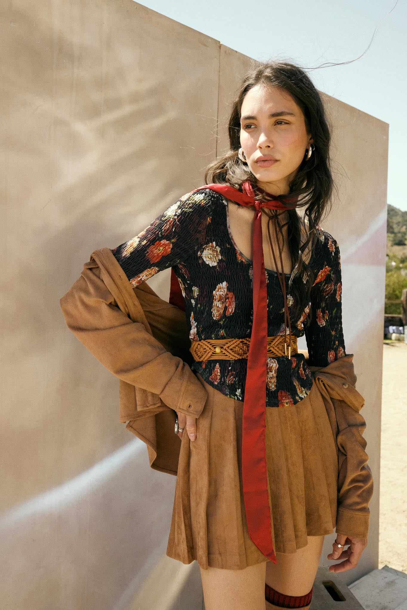 Heirloom Blooms Floral Mesh Smocked Corset Top