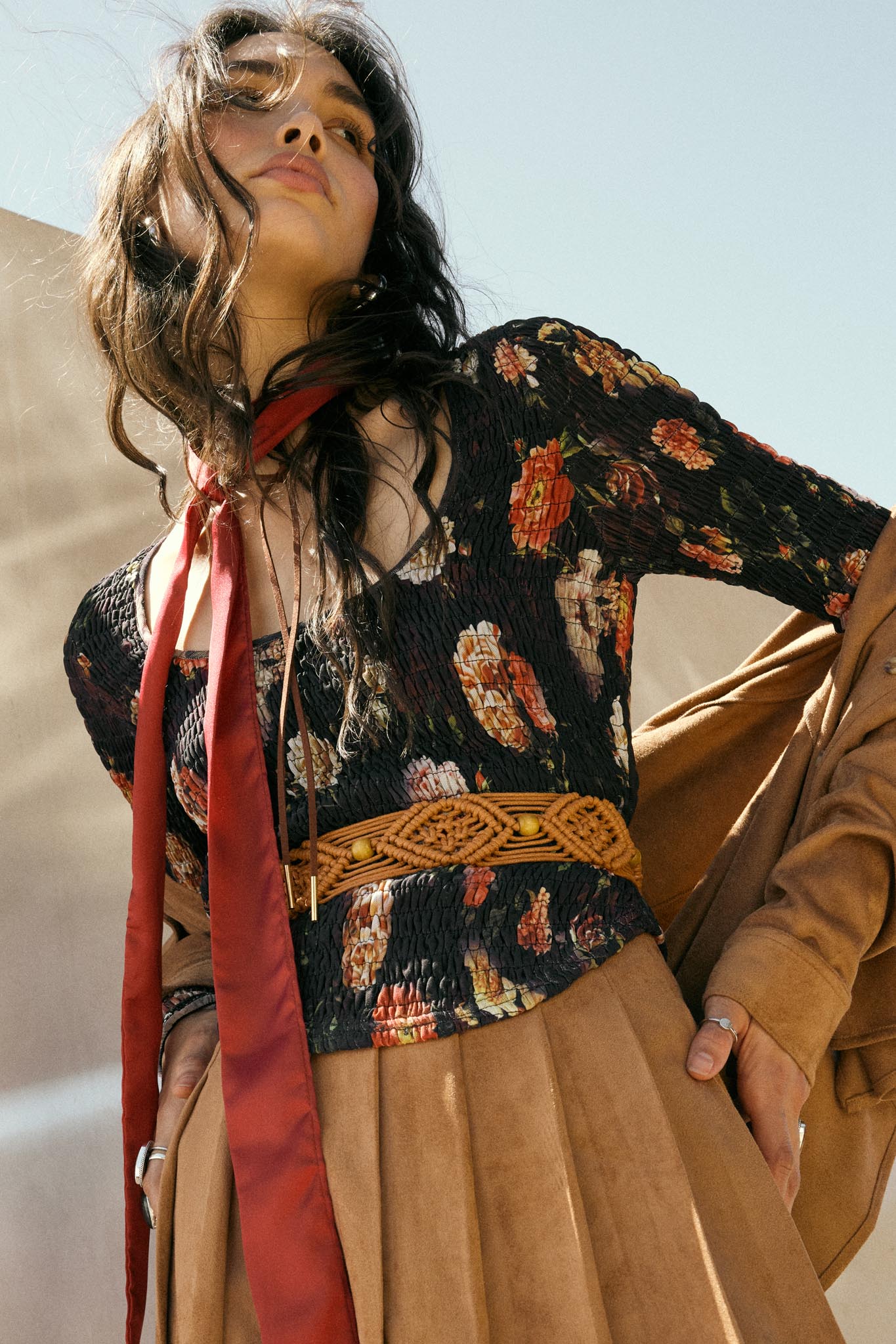 Heirloom Blooms Floral Mesh Smocked Corset Top