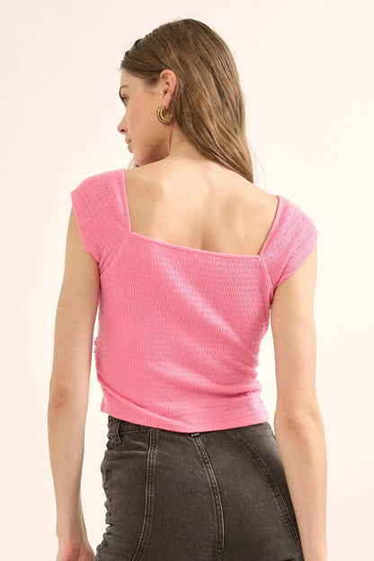 Promise the Label Smocked Jersey Surplice Top
