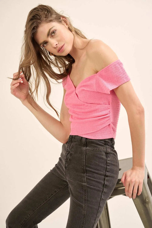 Promise the Label Smocked Jersey Surplice Top