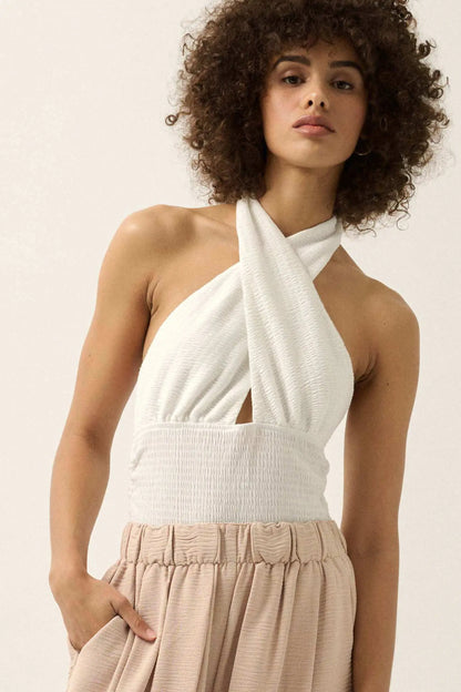 Promise the Label Smocked Jersey Halter Top