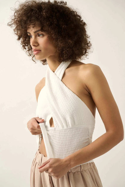 Promise the Label Smocked Jersey Halter Top