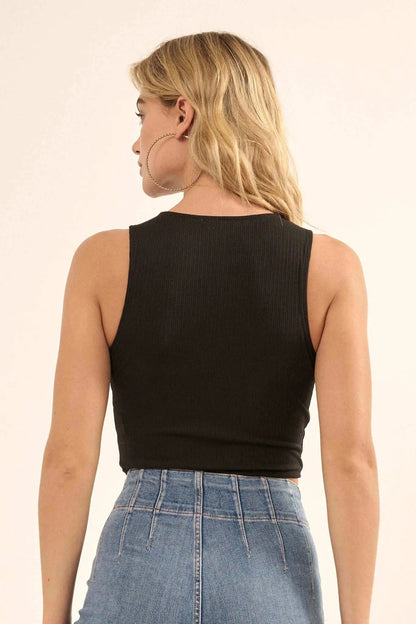 Promise the Label Rib-Knit Corset Tank Top
