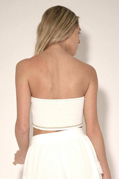 Promise the Label Smocked Jersey Bandeau Tube Top