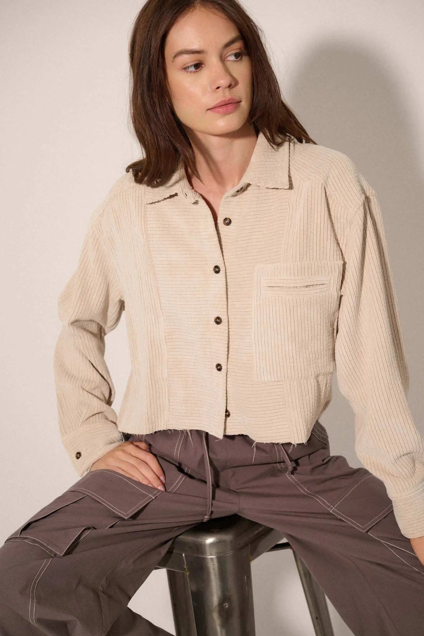 Away from Home Raw-Edge Corduroy Pocket Shirt