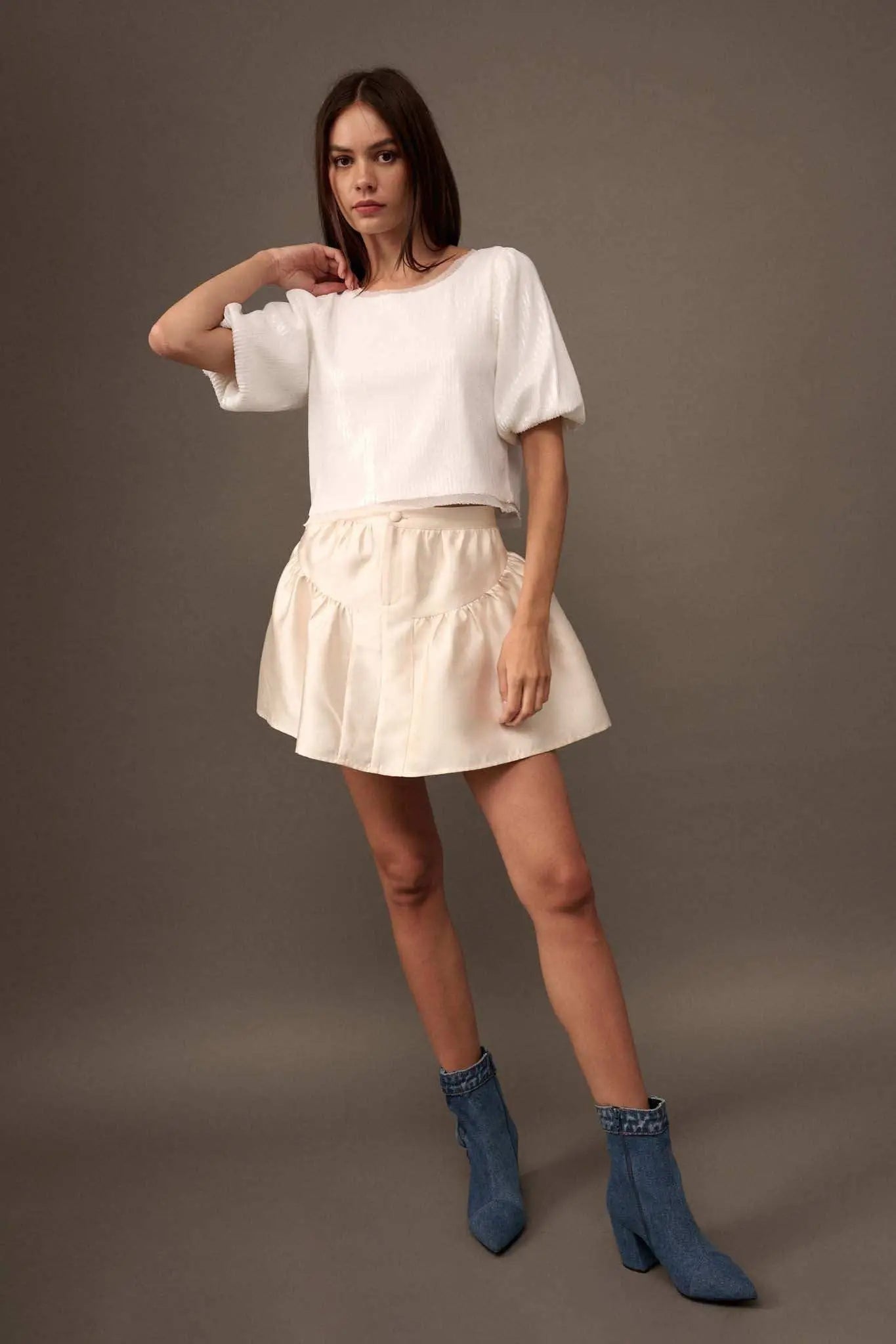 Best of My Love Sequin Puff-Sleeve Top