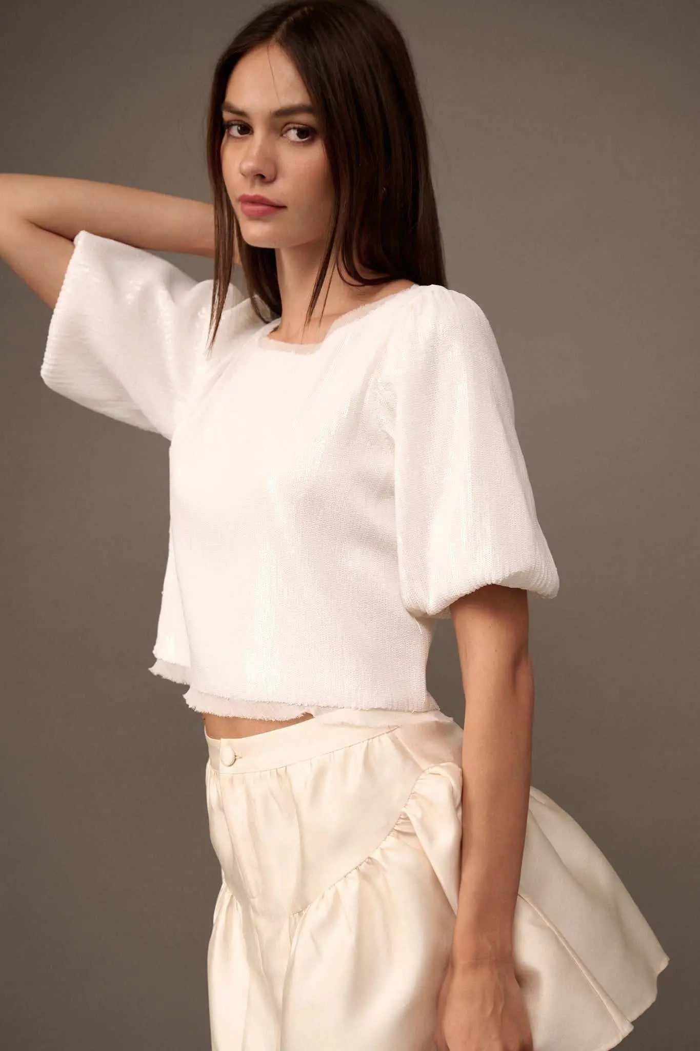 Best of My Love Sequin Puff-Sleeve Top