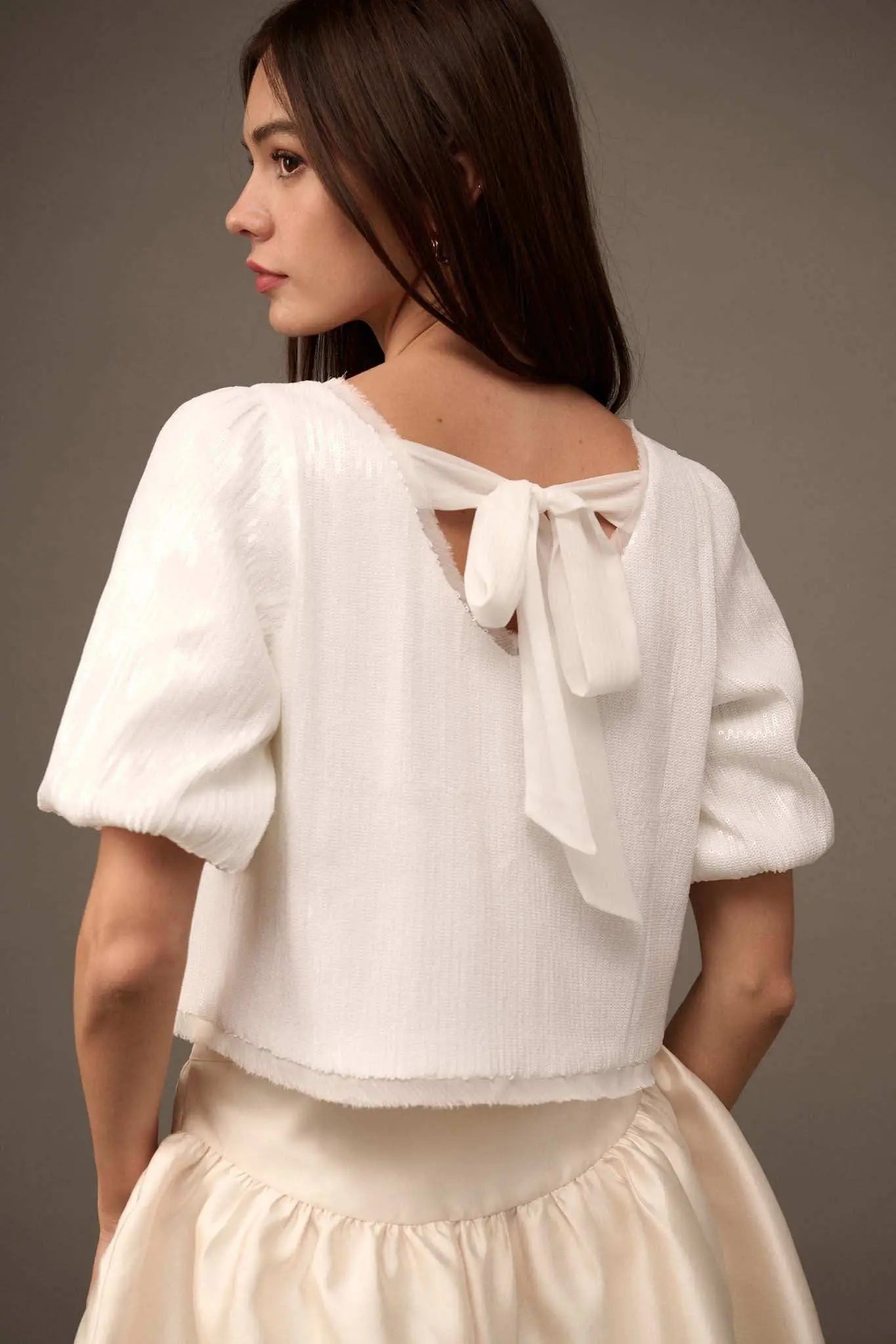 Best of My Love Sequin Puff-Sleeve Top